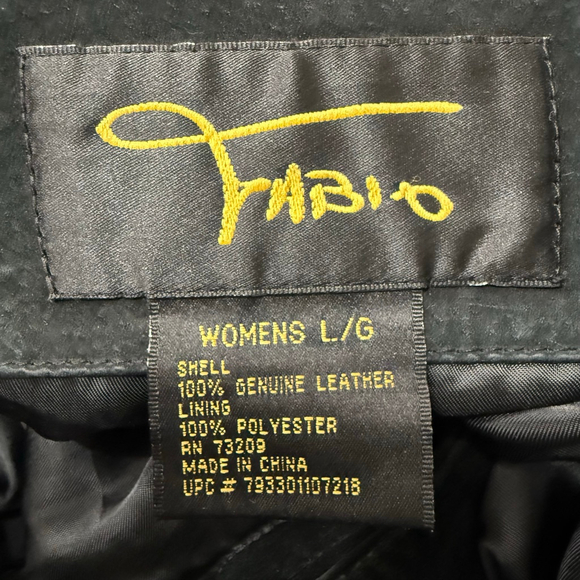 Fabio Womens Y2K Black Genuine Leather Button Front Jacket Size Large - Picture 7 of 8